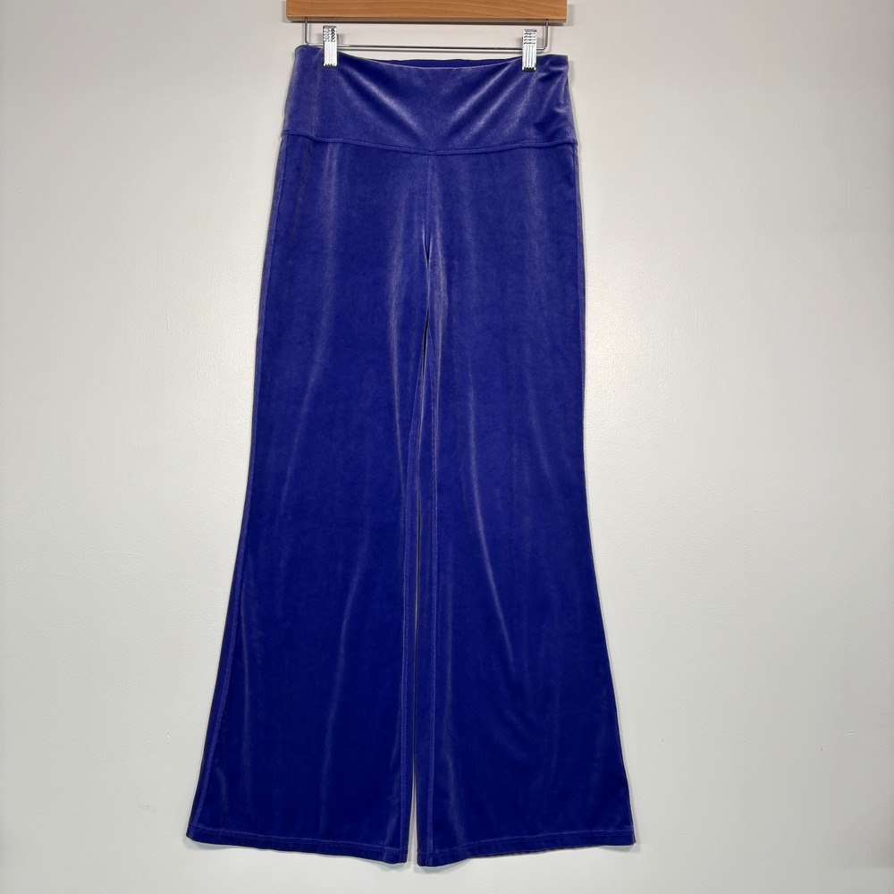 Athleta‎ Womens Elation Velvet Flare Pant Sz M Petite Purple High Rise Leggings